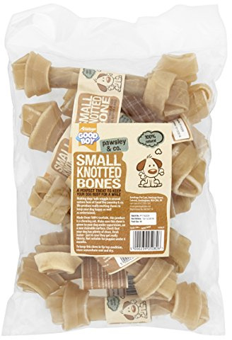 Good Boy - Small Rawhide Knotted Bones - Dog Chews - Made From 100 Percent Natural Hide - Pack of 10 - Dog Treats Natural