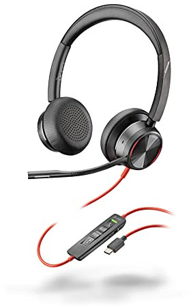 Poly Stereo-Headset 'Blackwire 8225' mit USB-C Anschluss, Active Noise Cancelling und flexiblem Mikrofonarm, Schwarz
