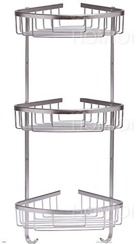 HOMION STAINLESS STELL CORNER SHOWER CADDY BATHROOM STORAGE SHELF BASKET RACK RUST RESISTANT (3 TIER)