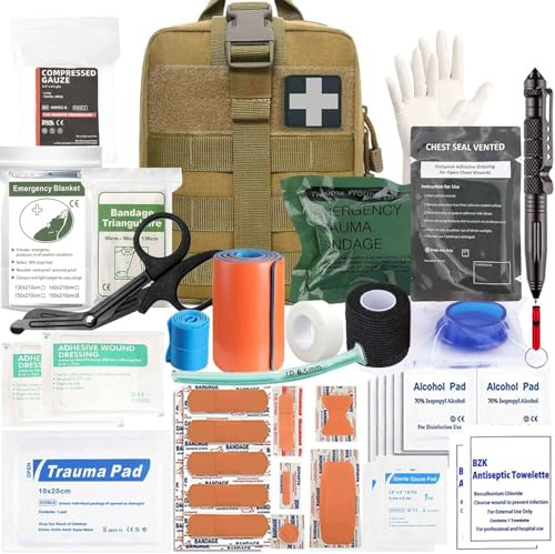 Ifak Trauma Kit, 74-teiliges Upgrade Taktische Erste-Hilfe-Zubehör, Molle Ifak Pouch Rip Away Nachfüllzubehör für Survival Camping Wandern Reisen