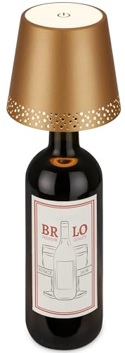 BRILONER - Lampada da bottiglia a LED dimmerabile, attacco per lampada da bottiglia a LED, lampada da comodino dimmerabile touch, lampada da scrivania, lampada da lettura, 11x9cm(PxA), oro opaco