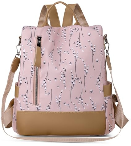SODOLLEE Damen Rucksack Anti Diebstahl Backpack Mehrere Taschen Frauen Daypack Causal Mädchen Wasserdicht Polyester Leichter Schulrucksack für Universität Reisen Rosa