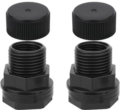 Gosknor 2uds Accesorio de Mamparo para Manguera de Jardín con Tapones, Rosca Macho GHT de 3/4 y Rosca Hembra NPT de 1/2 Garden Hose Bulkhead Fitting PVC para Barril de Lluvia Acuario Bañera Piscina