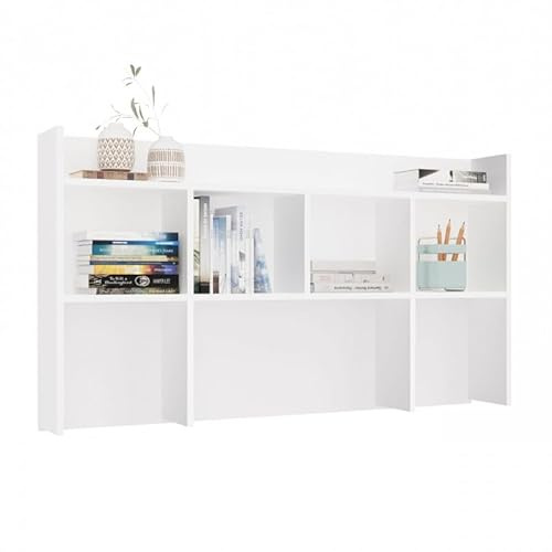 CDF Aufsatz für Schreibtisch Tischregal Regalmodul für Schreibtischplatte – Regalaufbau Erweiterung für Büro Kabinett Home Office Wohnzimmer Dokumentenablage Organizer – 130 cm Weiß