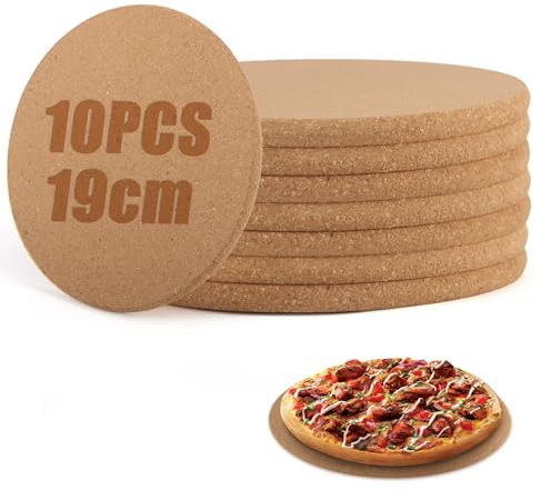 DBALL 8 Pezzi Sottopentola Rotondo in Sughero 190×10 MM Sottopentola Antiscivolo Anticalore Perfetti per Pentole per Cucina Piatti Caldi Pentole e Padelle (Colore Legno Naturale)