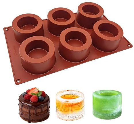 duoyif Silikonform Schokolade Runde Cup Zylinder Form Ø 7.2 cm Höhe 4 cm | Schokoladenformen Runde Cup Kuchenform Zylinder Muffinform Silikon Backform für Schokolade Pudding Mousse Eiswürfel BPA-Frei