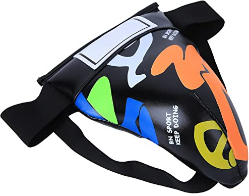 Eleage Boxningsjockstrap för Barn, Ljumskskydd för Taekwondo Sanda-träning, Högkvalitativt PU och Andningsbart Tyg, Graffitidesign, Perfekt för Barn i åldern 5-9 (Svart)