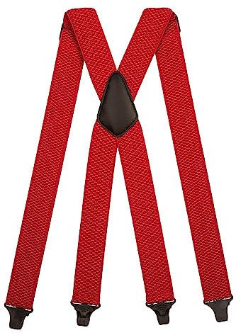 Olata slitstarka X-form flygplatshängslen med plastklämmor, 4 cm - Röd