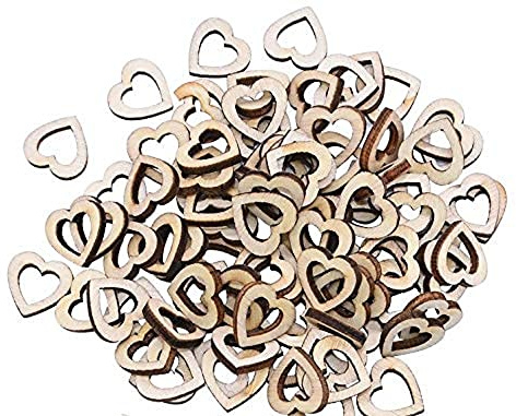 100pcs Wooden Hollow Heart Confetti Rustic Scatter Hearts Wedding Table Decoration Crafting