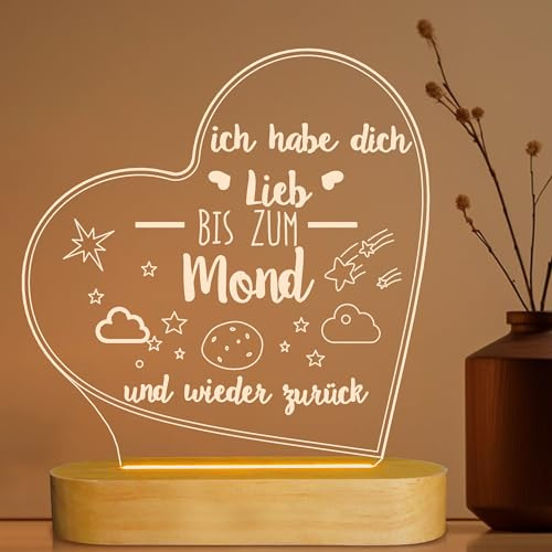 Lightzz 3D-Illusions-Nachtlicht Ich liebe dich bis zum Mond und zurück Tischlampe für Mädchen Romantische Weihnachtsgeschenkideen