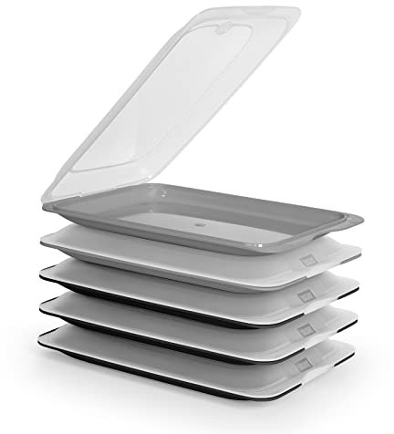 PracticFood FRESH System - Hochwertige Aufschnitt-Boxen, Frischhaltedose für Aufschnitt. Optimale Aufbewahrung im Kühlschrank (5X BlackGrey)