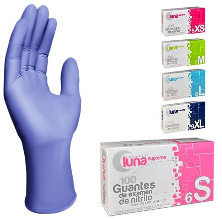MUNTRADE Guantes Nitrilo 100 unidades | Guantes de Nitrilo Sin Polvo, Sin Látex, Guantes Desechables (S, Violeta)