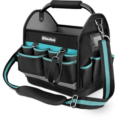 DURATECH Borsa Per Attrezzi Durevole da 30,5cm, Borsa Attrezzi con Base Impermeabile, Borsa Porta Attrezzi con Ampia Apertura, Poliestere 900d, Maniglia per il Trasporto, Tracolla Regolabile