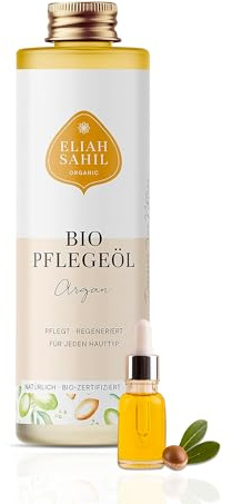 ELIAH SAHIL Bio Körper- und Haaröl Argan 100ml | Kaltgepresst & reich an Vitamin E | Für geschmeidige Haut & gesunde Haarspitzen | Vegan & natürlich | Bio-zertifiziert & nachhaltig