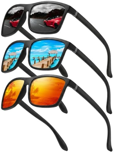 Perfectmiaoxuan 3er-Pack Polarisierte Sonnenbrille Herren Damen, Leichte TR90 Sonnenbrille mit UV400 Schutz, TAC Gläser für Autofahren, Angeln, Urlaub & Freizeit