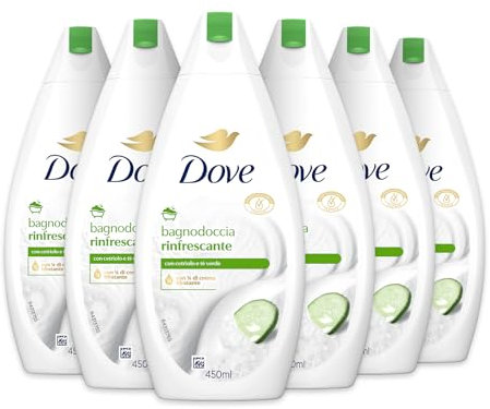 Dove Erfrischendes Duschgel, dermo-natürliche Feuchtigkeitspflege, Gurke und grüner Tee, 1/4 Feuchtigkeitscreme, dermatologisch getestet, Duschgel für Damen und Herren, 100% recycelte Flasche* 6