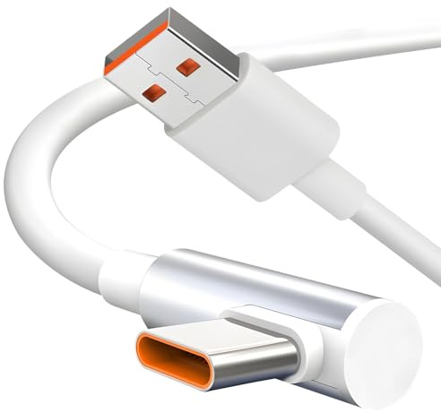 EuAcesry Câble 120W, Câble USB C Charge Rapide 6A 90 Degrés 1.8M pour Note 10 Pro, Câble USB Type-C Charge Turbo pour 14/13T/12X/12T/11T Pro/11 Lite/10T Note 13/12/11/ Mi 11