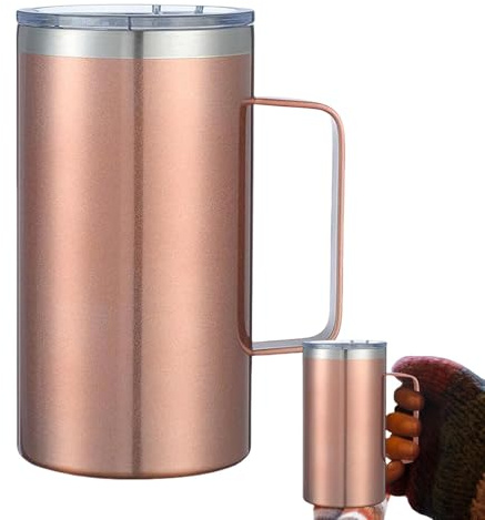 Camping kaffekoppar, campingmugg, isolerade metallmuggar i rostfritt stål - praktisk utomhuscampingresemugg med spillsäkert lock för kontor, uteplats
