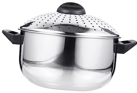 Kichvoe Olla De Acero Inoxidable Para Pasta Con Tapa Coladora Ligera y Portátil Para Cocción Rápida De Fideos y Escurrido Fácil Apta Para Uso Doméstico y Exterior