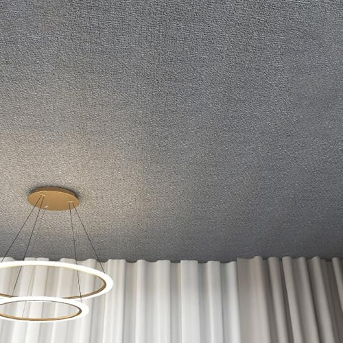 Dalle de Plafond Rouleau De Papier Peint Autocollant en PVC 3mm D'épaisseur, Revêtement Décoratif pour Plafond, Revêtement Imperméable, Papier Peint sans Couture(Gray,W 50cm x L 5m)