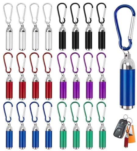 BORDEAG 24 Stück Mini Taschenlampe Schlüsselanhänger, Led Taschenlampe, Farbige Schlüsselanhänger Taschenlampe, Mini Led Taschenlampe, Taschenlampen Für Bergsteigen Camping Wandern Draußen