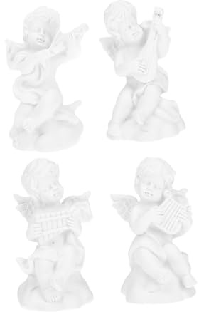 GOOHOCHY Figuras de Ángel de Resina Vintage en Beige, 4 Piezas Decorativas Portátiles para Escritorio y Decoración Elegante del Hogar