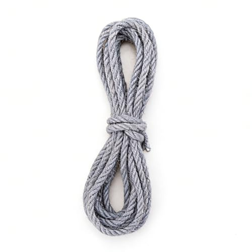 Corda di Juta Naturale 5mm - 50m Spago per Artigianato per Opere Artistiche, Giardinaggio, Imballaggio, Campeggio, Decorazione e Progetti Fai da Te(Color:Grigio)