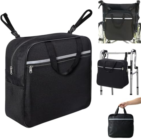 Rollstuhltasche Hinten 20L groß, Tasche für Rollator 600D Oxford, Rollstuhltasche Elektrorollstuhl, Rollstuhl Rucksack, mit Tragegriff & Klickverschluss, für Armlehne Rollator Gehhilfe, 37x20x14 cm