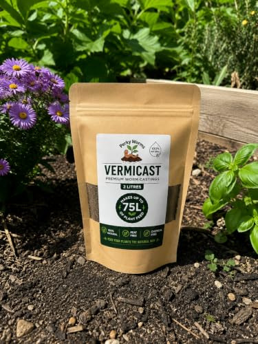 Perky Worms Premium Vermicast, 2 Litre, 100% Natural, Peat Free, for Houseplants, Pots, Herbs and Seedlings