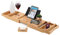 Homiu Bamboo Bath Tray - Extendable Bath Caddy - Natural Wooden Bathtub Tray with Candle, Wine Glass, Book Rest, iPad & Phone Holder Stand - Luxury Bathtub Accessories - Bath Accessories (Natural)