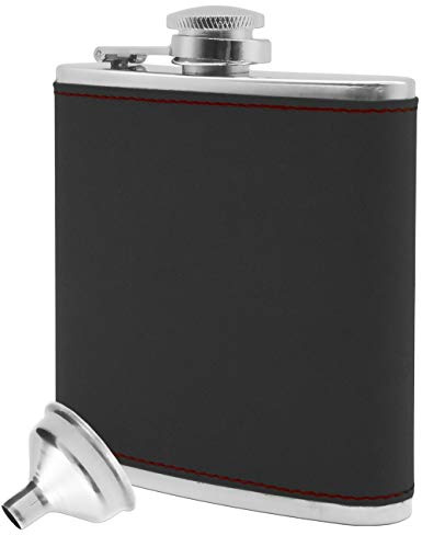 OUTDOOR SAXX Edelstahl Flachmann, 175ml, edles Wild-Leder Design, anthrazit, in Geschenkbox