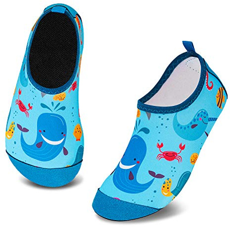 Zapatos de Agua Escarpines Niños - Zapatillas Acuáticas Rápidas de Secar, Antideslizantes para Playa y Piscina16-35(Ballena,34-35)