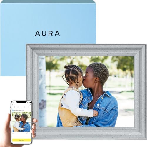 Aura Cadre photo numérique Mason Luxe écran 2K Wi-Fi 9,7 pouces | Le meilleur cadre numérique à offrir | Envoyez vos photos depuis votre téléphone | Installation rapide et facile grâce à l’application