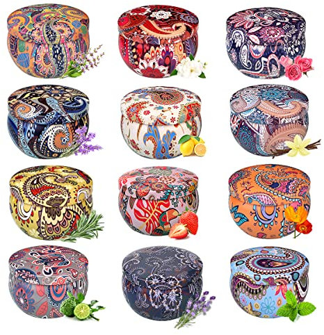 Scented Candles Gifts for Women,12Pcs Gift Boxed Primevolve 2.5OZ Natural Soy Wax, 240H Long Lasting, Portable Travel Tin, Gifts for her Birthday Gifts Christmas Presents Aromatherapy Gifts