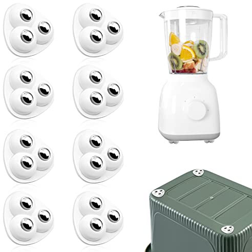 8pcs Ruedas Pequeñas para Electrodomésticos, Ruedas 360° Rotación para Electrodomésticos Cocina, Ruedas Adhesivas Universales con Polea Pegajosa para Caja Almacenaje (blanco)