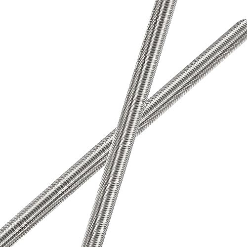 HiPicco M12 x 250mm Fully Threaded Rod & Studs, 304 Stainless Steel Right Hand Threads Rods, M12-1.75 Thread Pitch for Anchor Bolts, Clamps, Hangers and U-Bolts 2 Pack