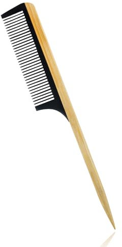 Pettine a coda di ratto, pettine a denti fini antistatico pettine capelli di bambù uomo per acconciature di donne e uomini (1 mm Larghezza dei denti B)