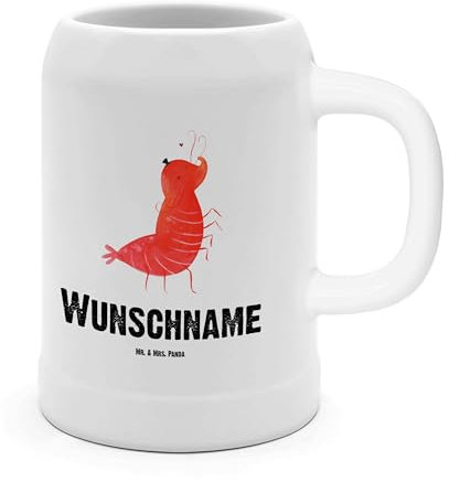 Mr. & Mrs. Panda Personalisierter Bierkrug Garnele Franzose - Personalisierte Geschenke, Mit Namen, Französisch, Als Geschenk, Meer, Krabbe, Tonkrug, 0, Bayerischer