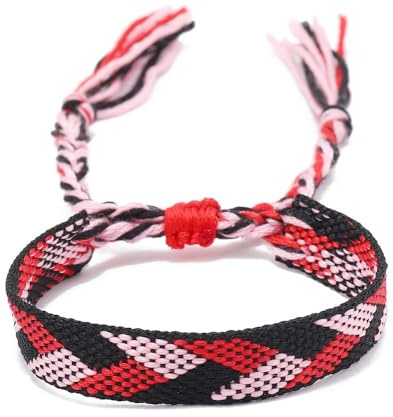 Whakano 2 piezas pulseras de amistad anchas, hechas a mano trenzadas pulseras de amistad, pulseras de muñeca ajustables para niñas mujeres hombres niños, regalo para mejor amiga cumpleaños, 14 cm - 30