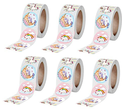 TOYANDONA 6rollen Cartoon-aufkleber Runde Etiketten Verpackungsaufkleber Briefumschlagaufkleber Tiermusteraufkleber Leicht Abzuziehen Und Stark Haftend Für Geschenke Basteln Und Dekorieren