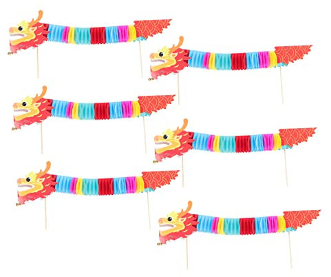 BESTonZON 6sätze Diy Junge Mädchen Bastelset Chinesischer Papierdrache Glatt Unbedenklich Kreatives Party Zubehör Glücksdeko Neujahr Zufälliger Stil