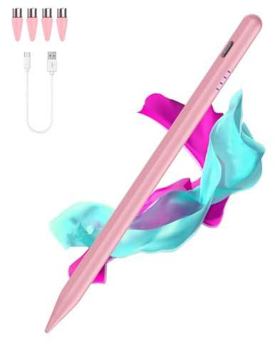 Luntak Tablet Stift for Android, Type-C Stylus Pen mit 4 Pom Tips,Magnetic Touchscreen Stifte Kompatibel mit Samsung/Huawei//Lenovo/Mi/Vivo und Anderen Android Smartphone und Tablet Geräten-Rosa