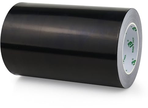 BOMEI PACK Black 200 mm x 50 m Aluminium Adhesive Tape, Self-Adhesive Aluminium Tape, Black, Water and Heat Resistant Tape for Sealing, Aluminium Tape & Aluminium Tape