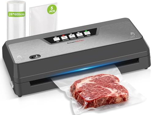 Bonsenkitchen Machine de mise sous vide avec coupeur et rangement | Appareil compact pour cuisson sous vide et meal prep | Modes multiples