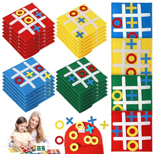 Demarsen Tic Tac Toe Spiel 24 Stück Filz Tic Tac,Mini Tik Tak Toe,Kleine Geschenke für Mitgebsel Kindergeburtstag Gastgeschenke Pinata Füllung Kinder Spielzeuge Tombola Preise Wundertüte