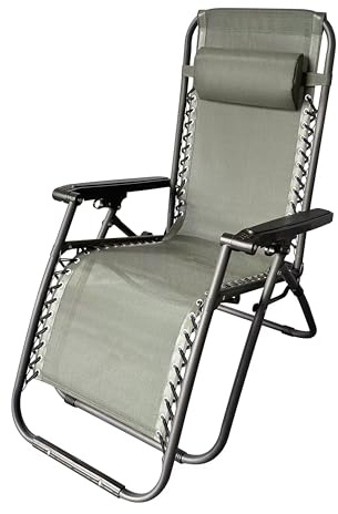 XONE Poltrona Paradise Grigio Chiaro con Poggiatesta | Sedia A gravità Zero richiudibile | Sdraio Reclinabile Pieghevole L175 X W65 X H108 CM