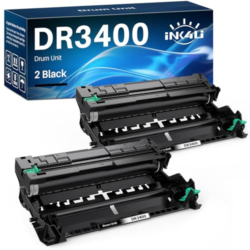 INK4U DR3400 Drum Unit for Brother DCP-L5500DN L6600DW HL-L5000D L5100DN L5100DNT L5200DW L6250DN L6300DW L6300DWT L6400DW L6400DWT MFC-L5700DN L5750DW L6800DW L6800DWT L6900DW (2-Pack)