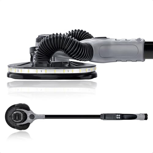 Werku WK403590, Lijadora Circular Rotorbital Paredes-Techos, Calidad Profesional, Potencia 400 W, Disco 225 mm, Órbita 5 mm, Sistema Luz LED Visión, Incluye Disco Lijado y Manguera