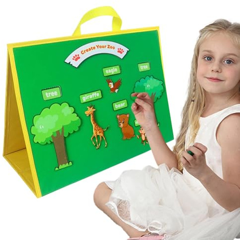 Naqqios Tabla de fieltro – 16,5 x 12,6 x 0,6 pulgadas para aulas, tablas de aprendizaje de fieltro plegables de doble cara | Práctica pizarra de fieltro para contar historias en edad preescolar y