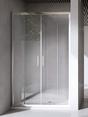 Yellowshop - Box Cabina Doccia Bagno Porta a Nicchia Ante Scorrevoli in Cristallo Temperato 6mm Trasparente o Puntinato Misure Cm 130 140 150 160 170 (Cm 160 (da 159 fino a 163), Trasparente)